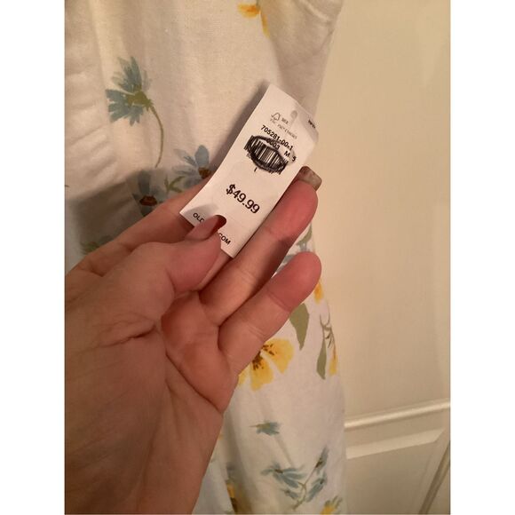 NEW Old Navy Fit and Flare Linen Blend Midi Dress Sz L Sunflowers - Picture 5 of 10